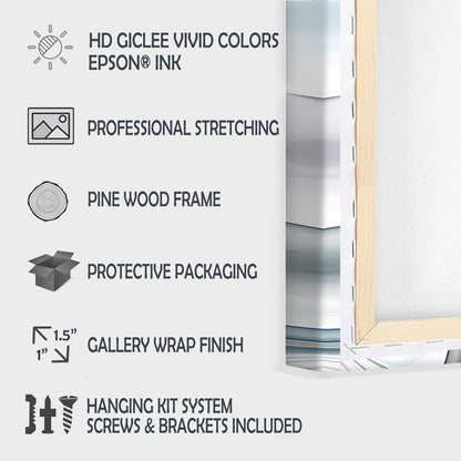 Blue Seashore with Distant Sunset - Seashore Canvas Wall Art