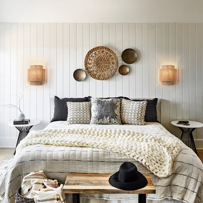 Bohemian Hand-Woven Hemp Rope 1-Light Dimmable Wall Sconce Fixture