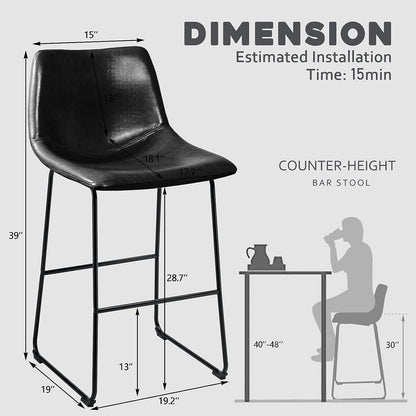 Bossin 18/26/30 inch Bar Stools,Counter Height Bar Stools with Back Modern PU Leather Stools Dining Chair with Footrest