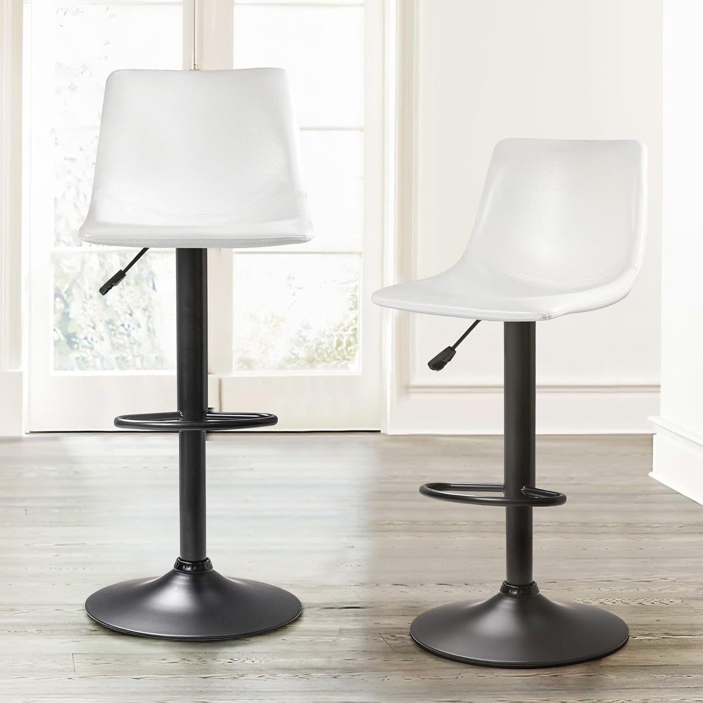 Bossin Adjustable Swivel Bar Stools with Backs – Counter Height