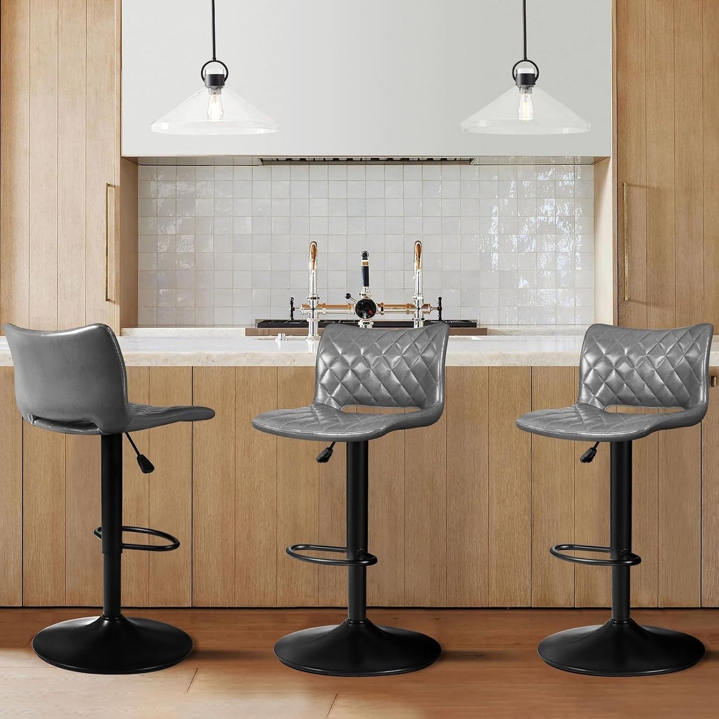 Bossin Adjustable Swivel Bar Stools with Backs – Counter Height