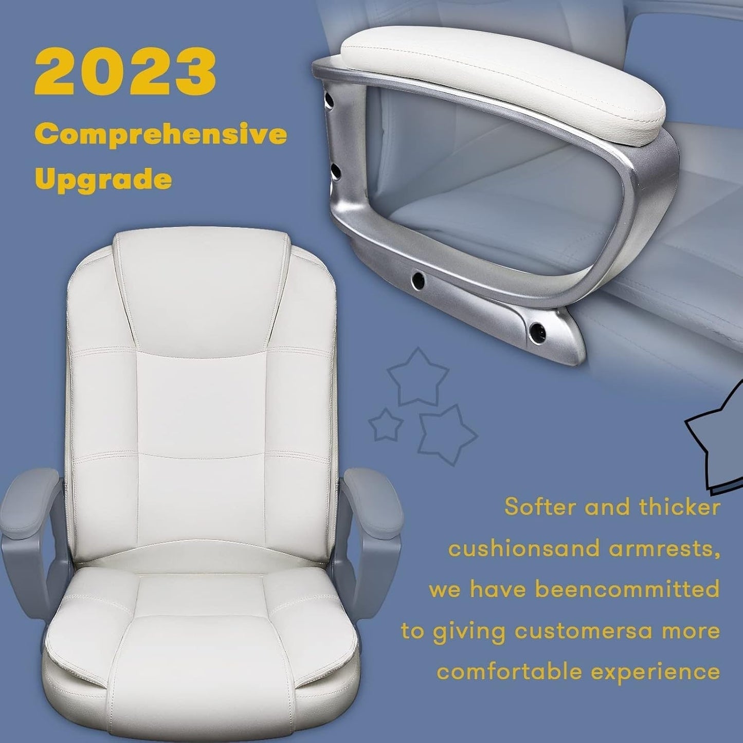 Bossin Big and Tall Office Chair High Back Executive Chair Ergonomic Adjustable Executive Leather Chair,400lbs