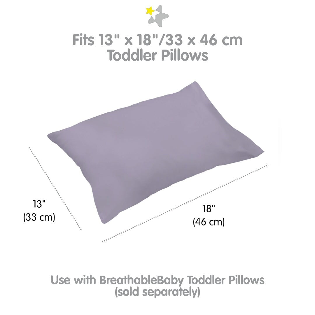 BreathableBaby Cotton Percale Pillowcase, For 13 x 18/33 x 46 cm Toddler Pillow, Solids (2-Pack)