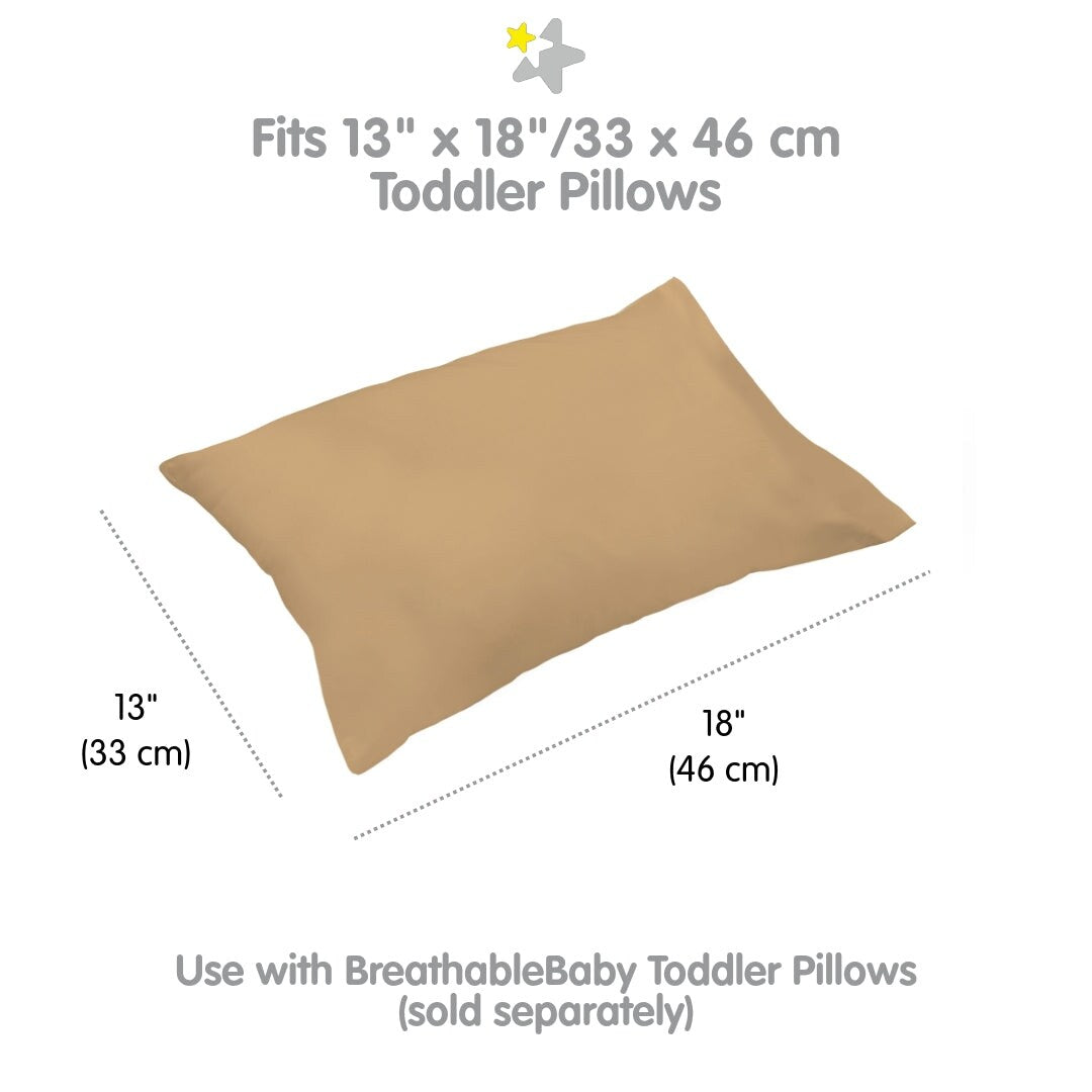 BreathableBaby Cotton Percale Pillowcase, For 13 x 18/33 x 46 cm Toddler Pillow, Solids (2-Pack)