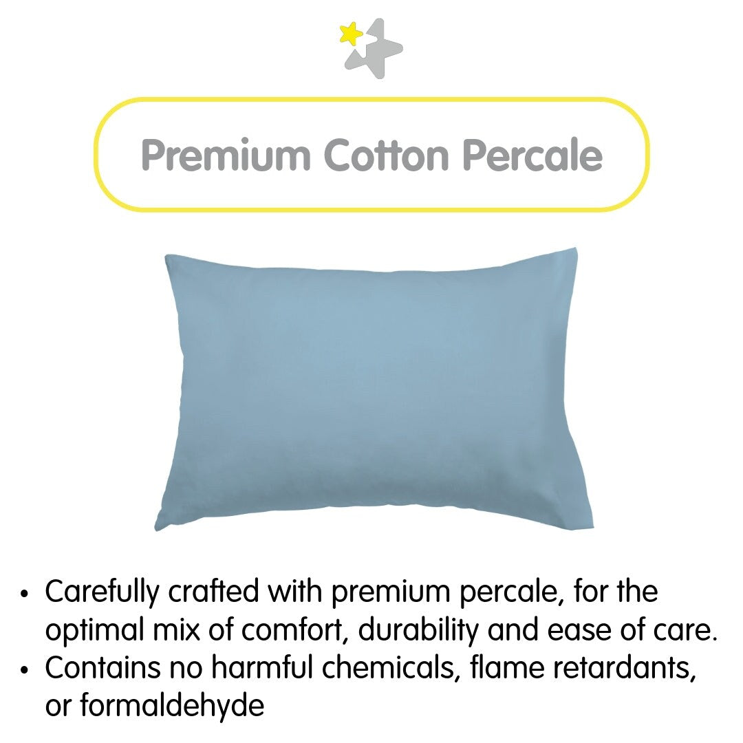 BreathableBaby Cotton Percale Pillowcase, For 13 x 18/33 x 46 cm Toddler Pillow, Solids (2-Pack)