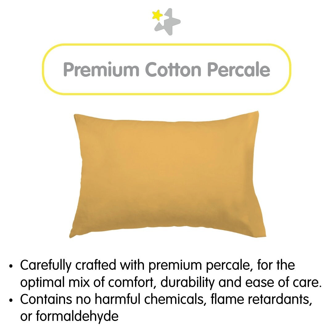 BreathableBaby Cotton Percale Pillowcase, For 13 x 18/33 x 46 cm Toddler Pillow, Solids (2-Pack)