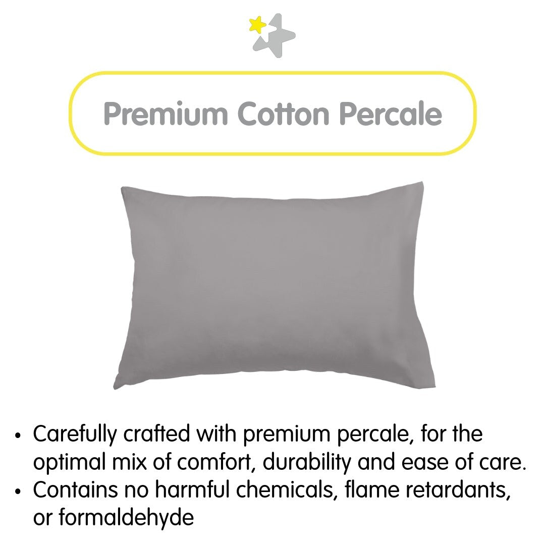 BreathableBaby Cotton Percale Pillowcase, For 13 x 18/33 x 46 cm Toddler Pillow, Solids (2-Pack)