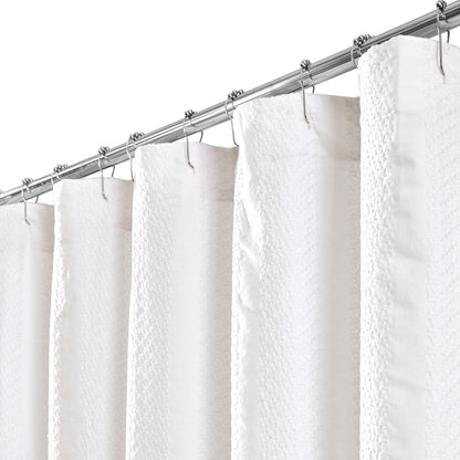 Brielle Home Billie Garment Washed Jacquard Stripe Shower Curtain