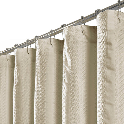 Brielle Home Billie Garment Washed Jacquard Stripe Shower Curtain