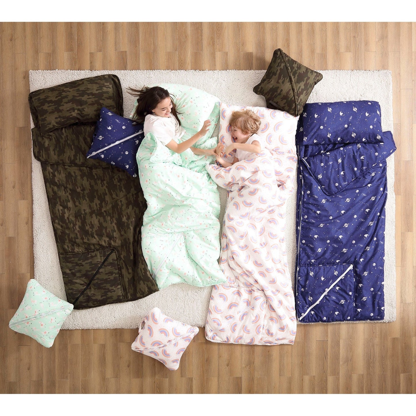 Brielle Home Foldable Green Camo Printed Nap Mat with Attached Pillow