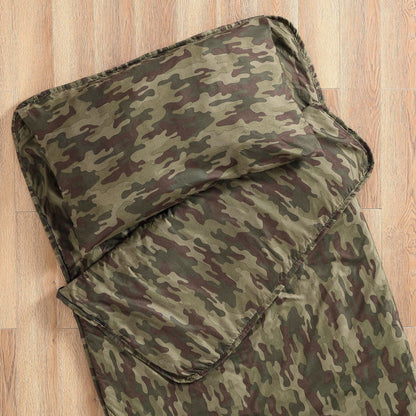 Brielle Home Foldable Green Camo Printed Nap Mat with Attached Pillow