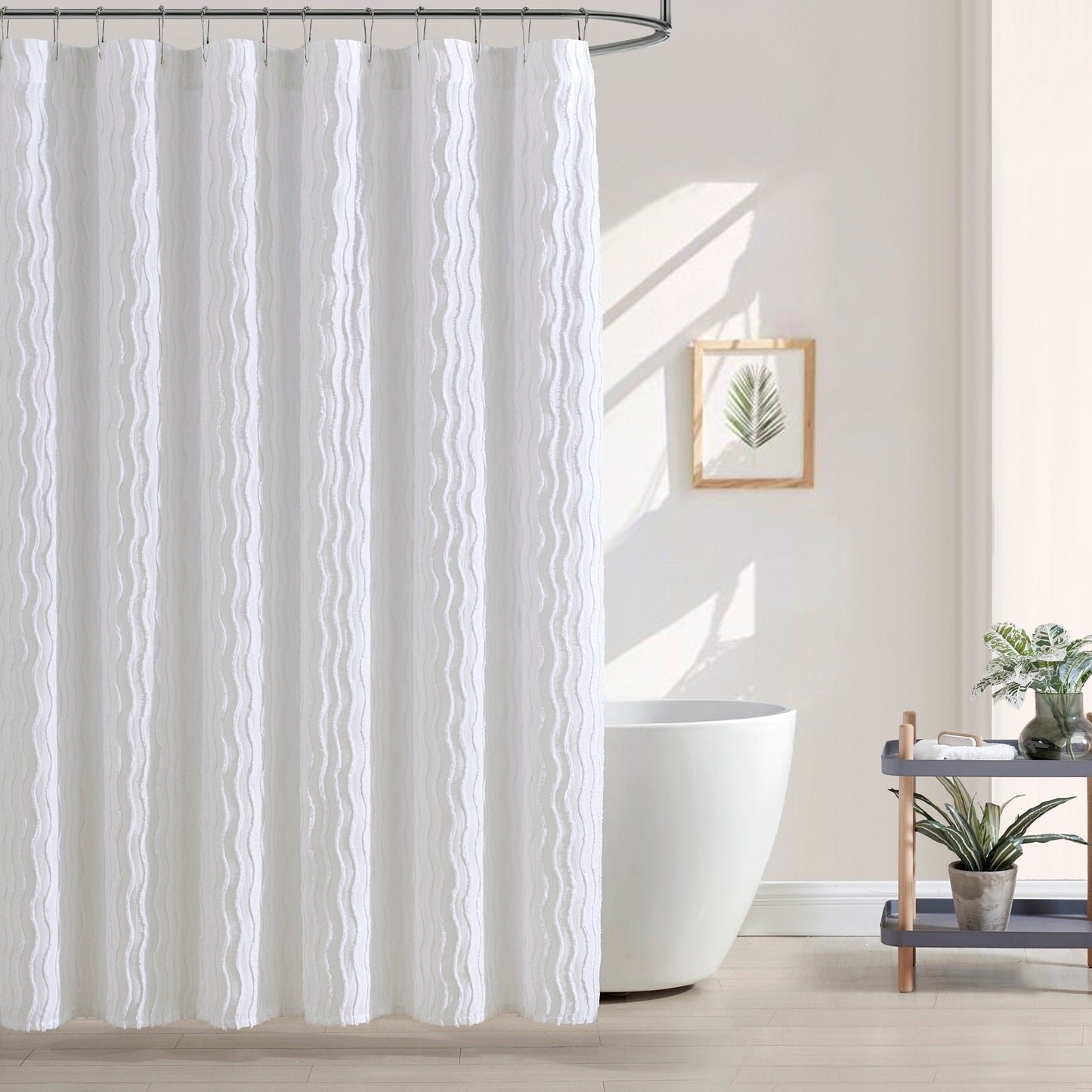 Brielle Home Mabel Textured Solid Shower Curtain