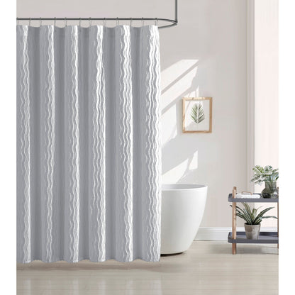 Brielle Home Mabel Textured Solid Shower Curtain