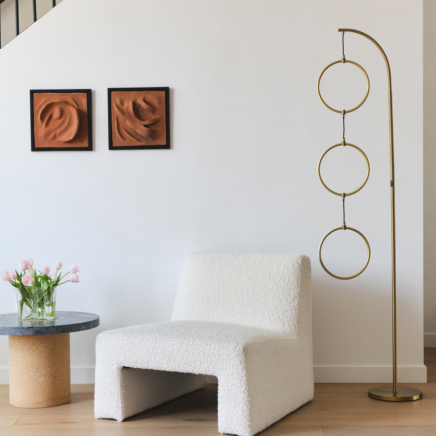 Brightech Nova 74 in. Industrial 3 Ring Light LED Super Bright Floor Lamp with 3-Way Dimmer