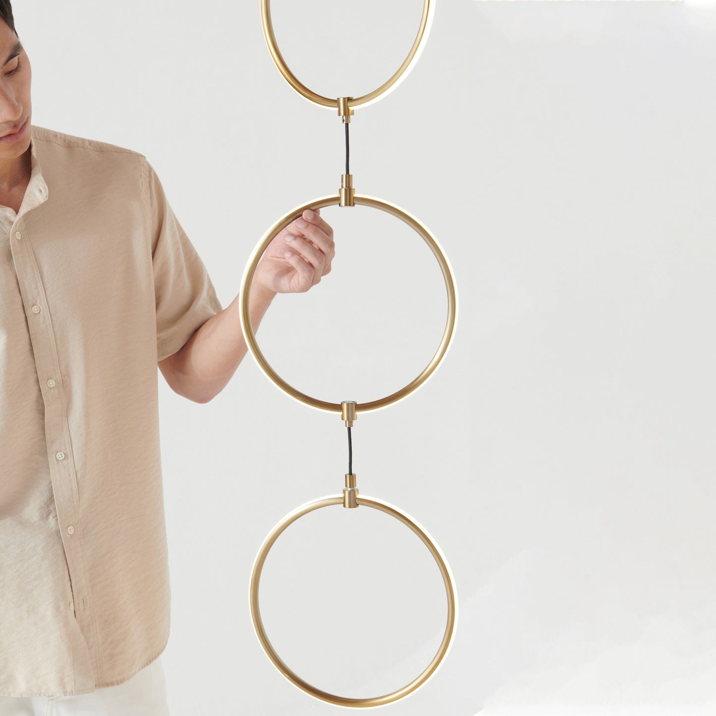 Brightech Nova 74 in. Industrial 3 Ring Light LED Super Bright Floor Lamp with 3-Way Dimmer