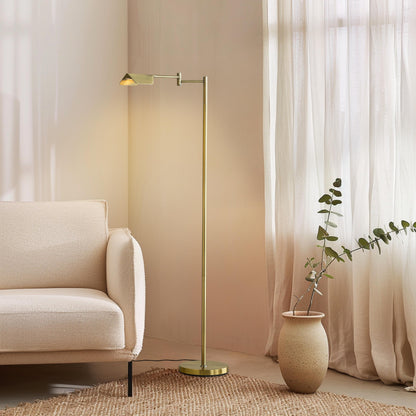 Brightech Leaf 53 in. Industrial 3-Way Dimming LED Floor Lamp with Brass Metal Empire Shade