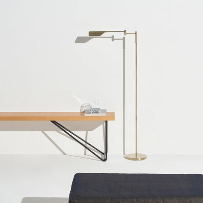 Brightech Leaf 53 in. Industrial 3-Way Dimming LED Floor Lamp with Brass Metal Empire Shade