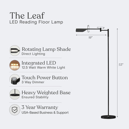 Brightech Leaf 53 in. Industrial 3-Way Dimming LED Floor Lamp with Brass Metal Empire Shade