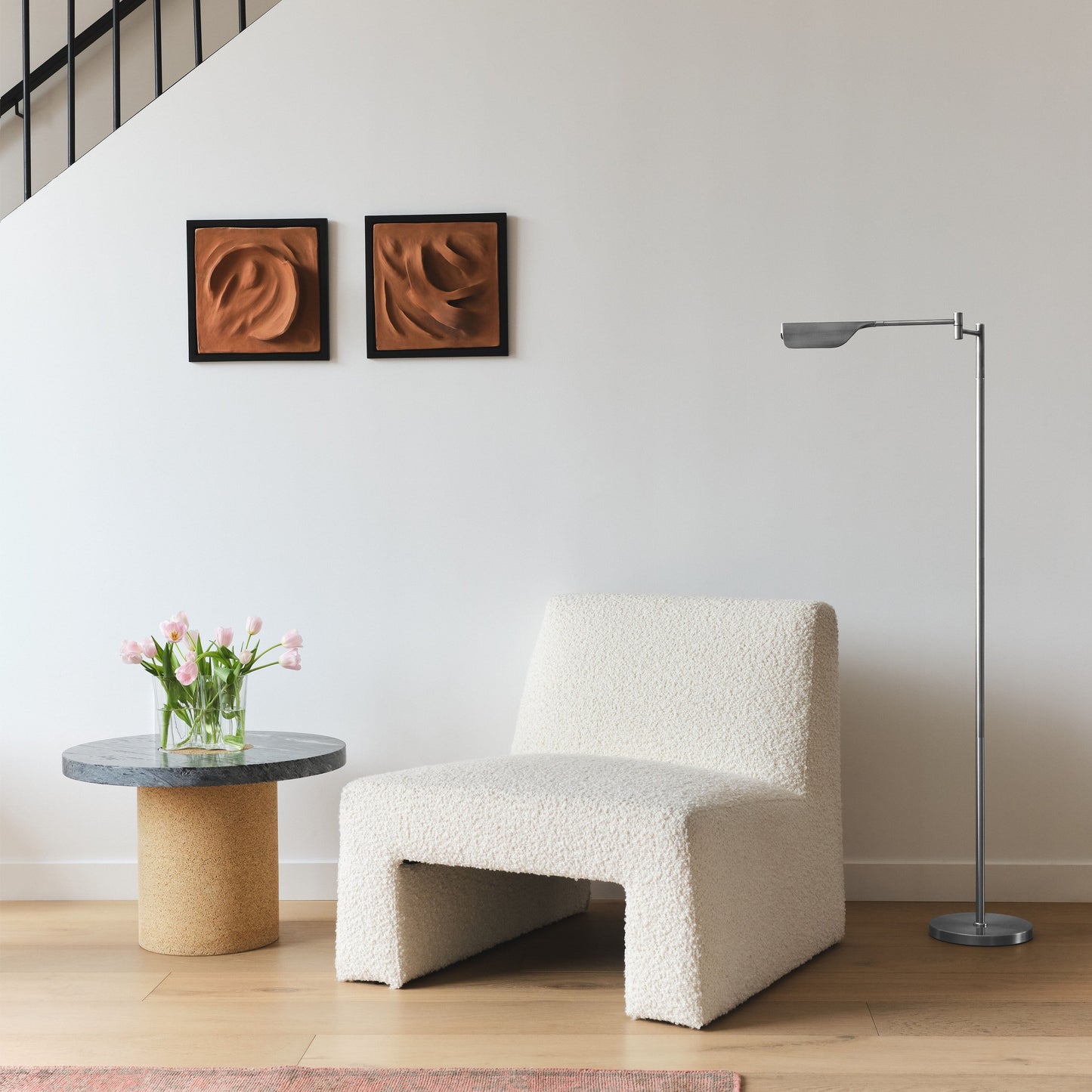 Brightech Leaf 53 in. Industrial 3-Way Dimming LED Floor Lamp with Brass Metal Empire Shade