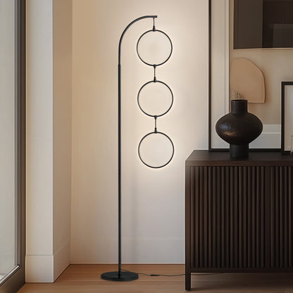 Brightech Nova 74 in. Industrial 3 Ring Light LED Super Bright Floor Lamp with 3-Way Dimmer