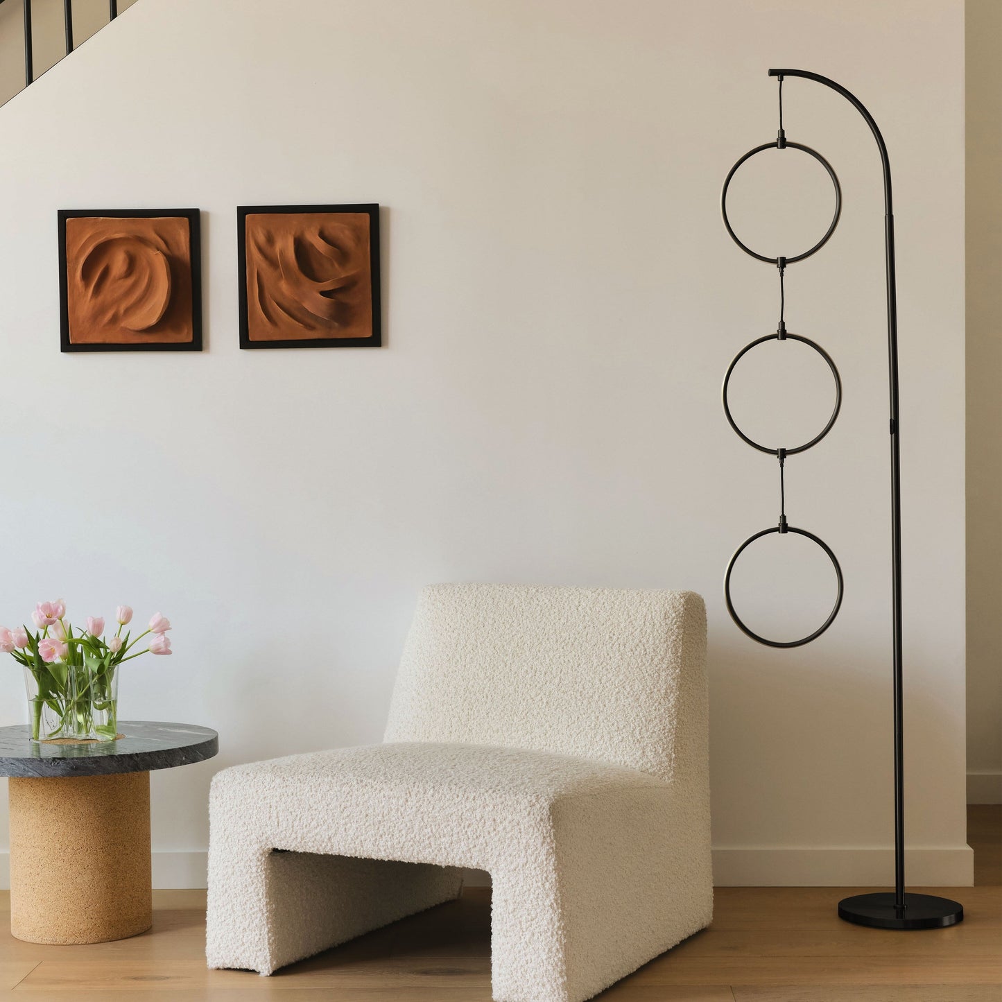 Brightech Nova 74 in. Industrial 3 Ring Light LED Super Bright Floor Lamp with 3-Way Dimmer