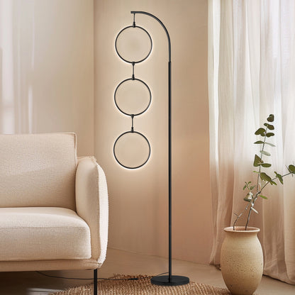 Brightech Nova 74 in. Industrial 3 Ring Light LED Super Bright Floor Lamp with 3-Way Dimmer