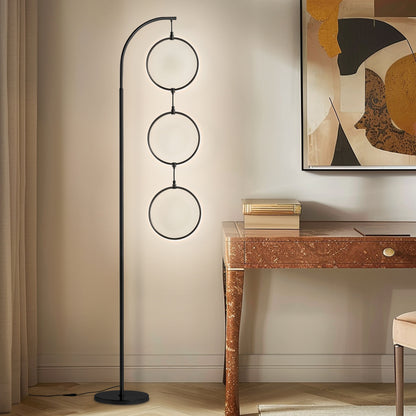 Brightech Nova 74 in. Industrial 3 Ring Light LED Super Bright Floor Lamp with 3-Way Dimmer