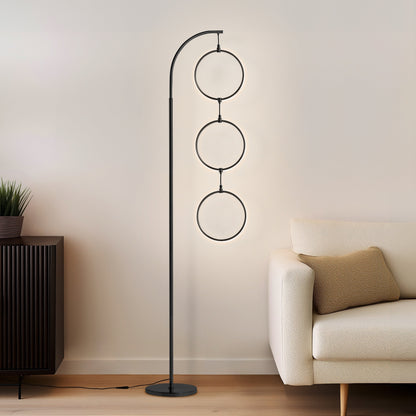 Brightech Nova 74 in. Industrial 3 Ring Light LED Super Bright Floor Lamp with 3-Way Dimmer