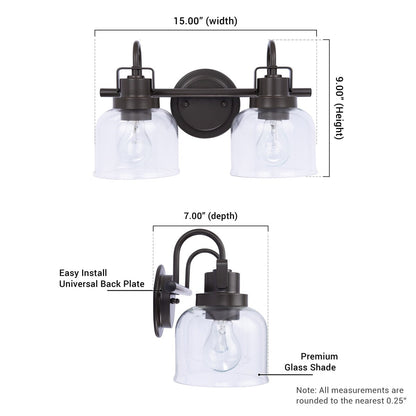 Brio Lighting Brighton Farmhouse 2-Light Dimmable Bathroom Vanity Light