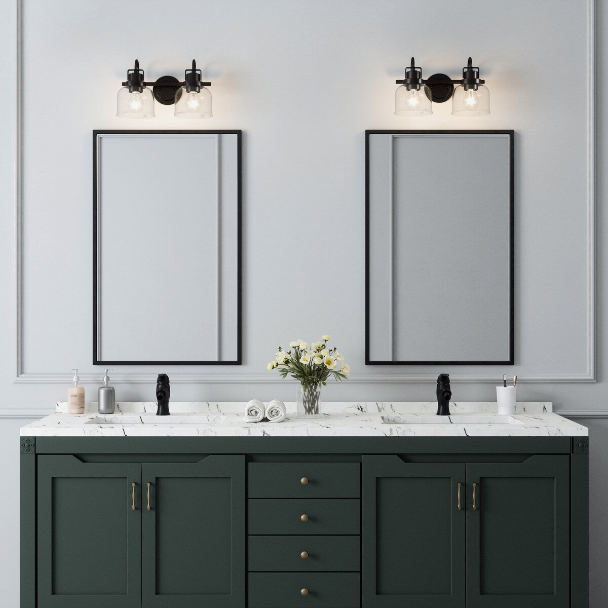 Brio Lighting Brighton Farmhouse 2-Light Dimmable Bathroom Vanity Light
