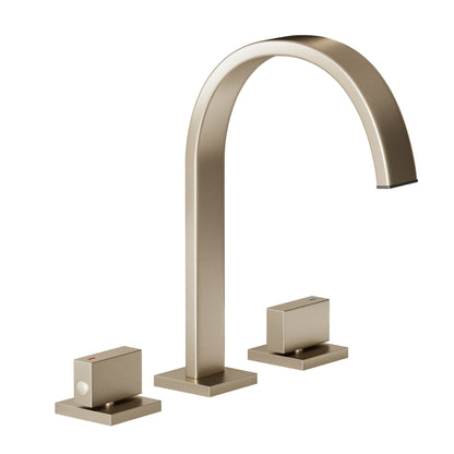 Brushed Gold 3-Hole Double Handle Bathroom Sink Faucet