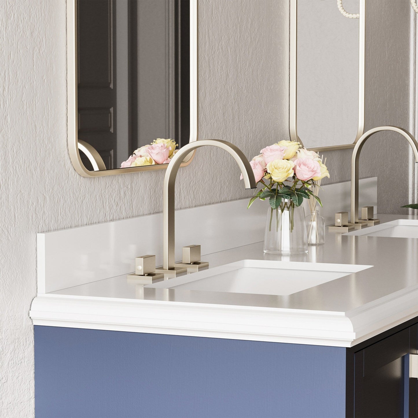 Brushed Gold 3-Hole Double Handle Bathroom Sink Faucet