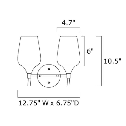 Brushed Nickel 2-Light Modern Vanity Light with Clear Wine Glass Shades - Brushed Nickel