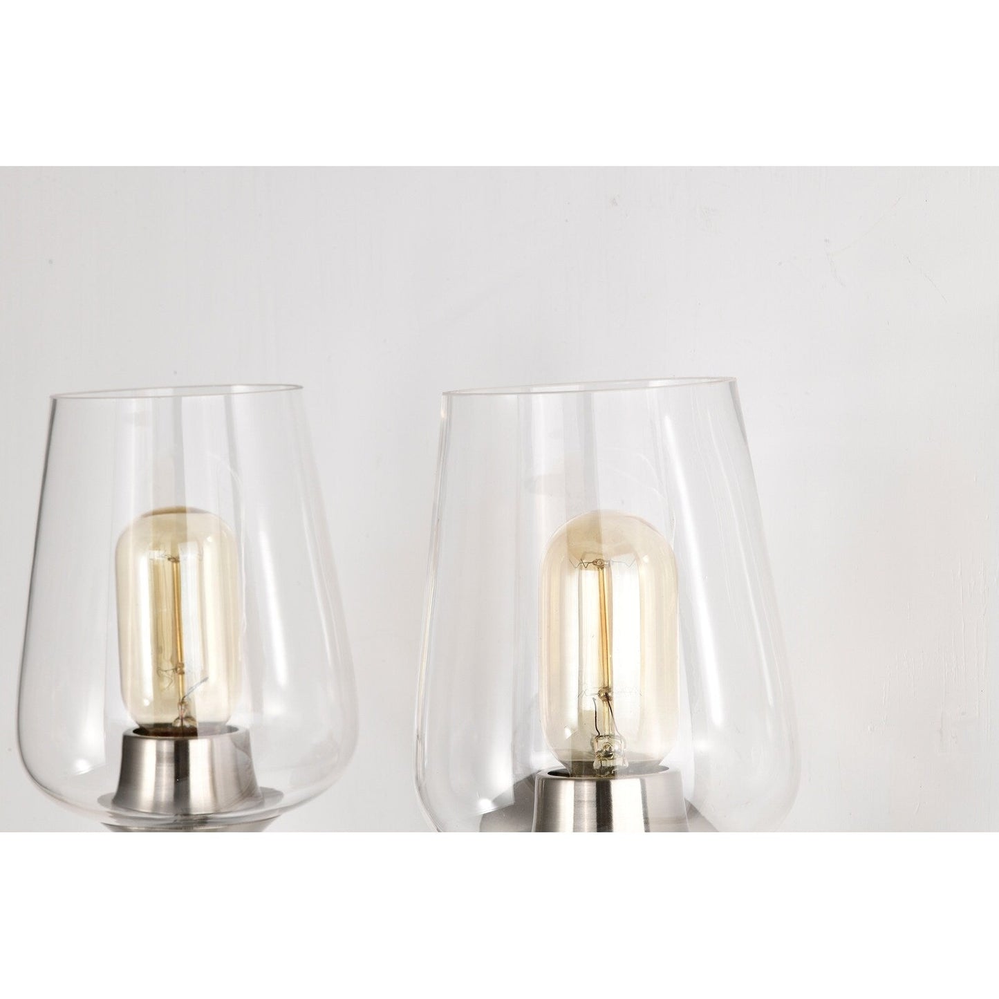 Brushed Nickel 2-Light Modern Vanity Light with Clear Wine Glass Shades - Brushed Nickel