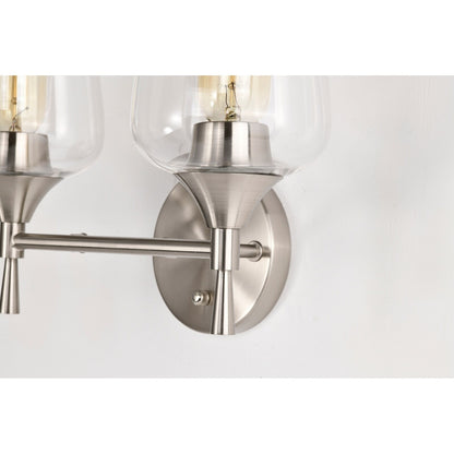 Brushed Nickel 2-Light Modern Vanity Light with Clear Wine Glass Shades - Brushed Nickel