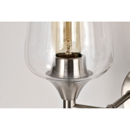 Brushed Nickel 2-Light Modern Vanity Light with Clear Wine Glass Shades - Brushed Nickel