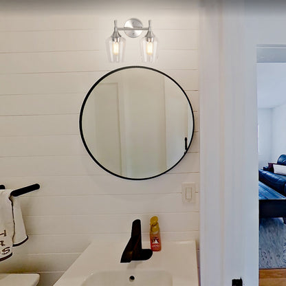 Brushed Nickel 2-Light Modern Vanity Light with Clear Wine Glass Shades - Brushed Nickel