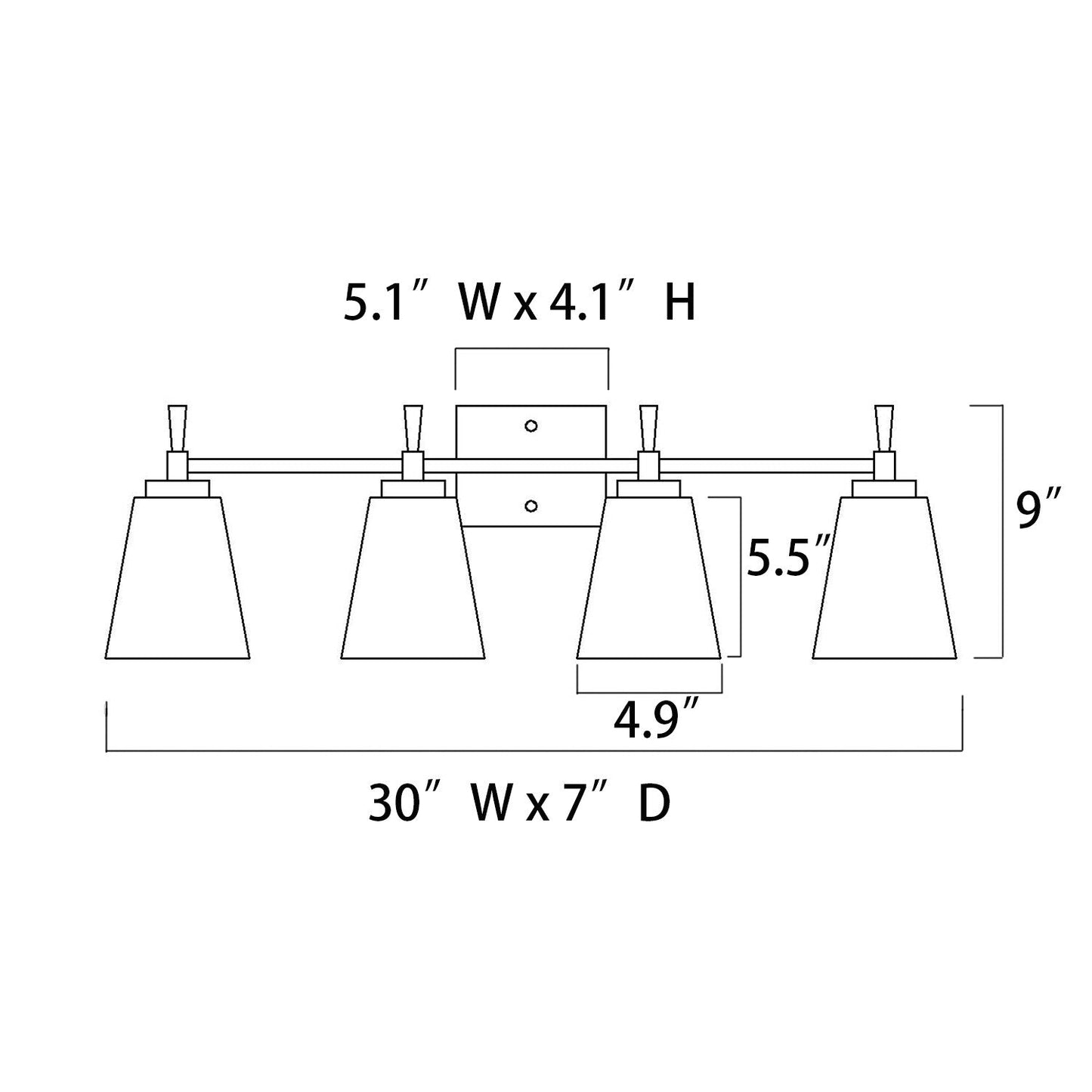 Brushed Nickel 4-Light Modern Vanity Light with Clear Cone Glass Shades - Brushed Nickel