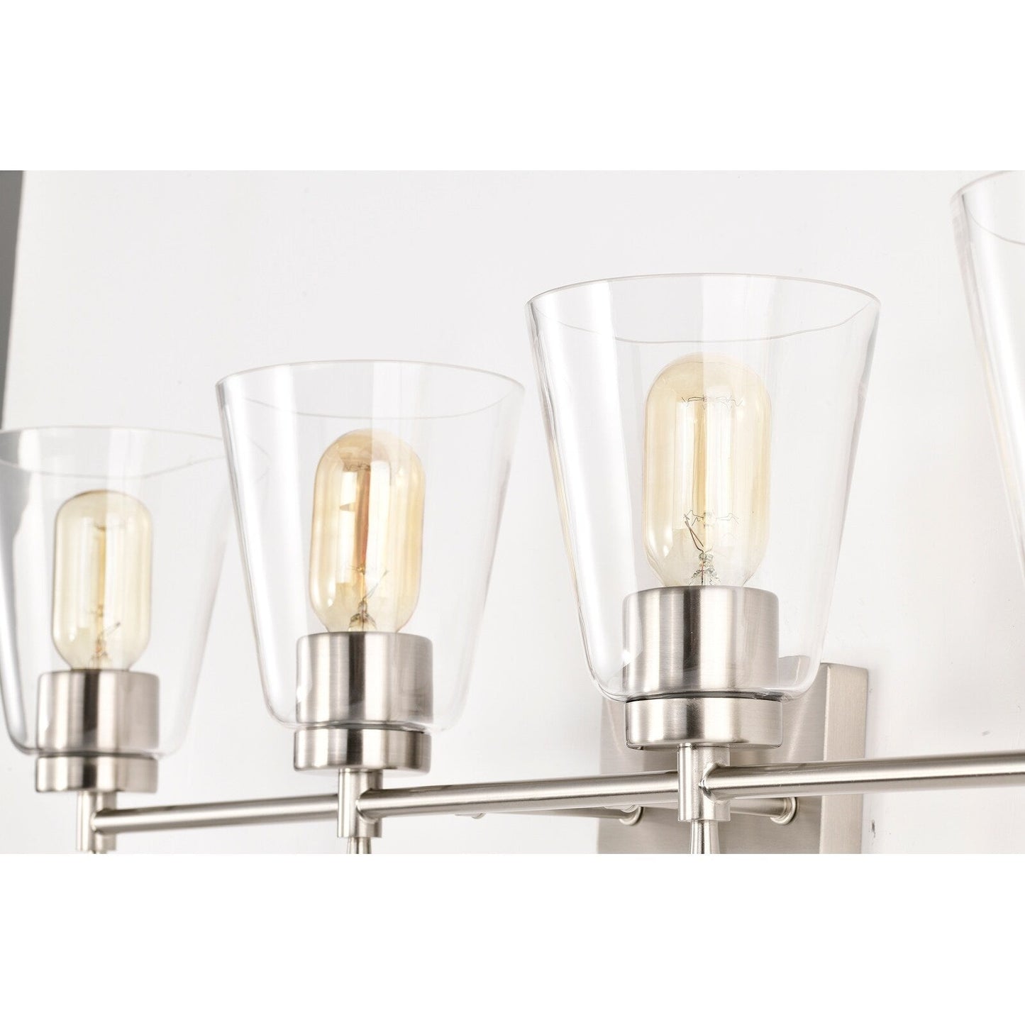 Brushed Nickel 4-Light Modern Vanity Light with Clear Cone Glass Shades - Brushed Nickel