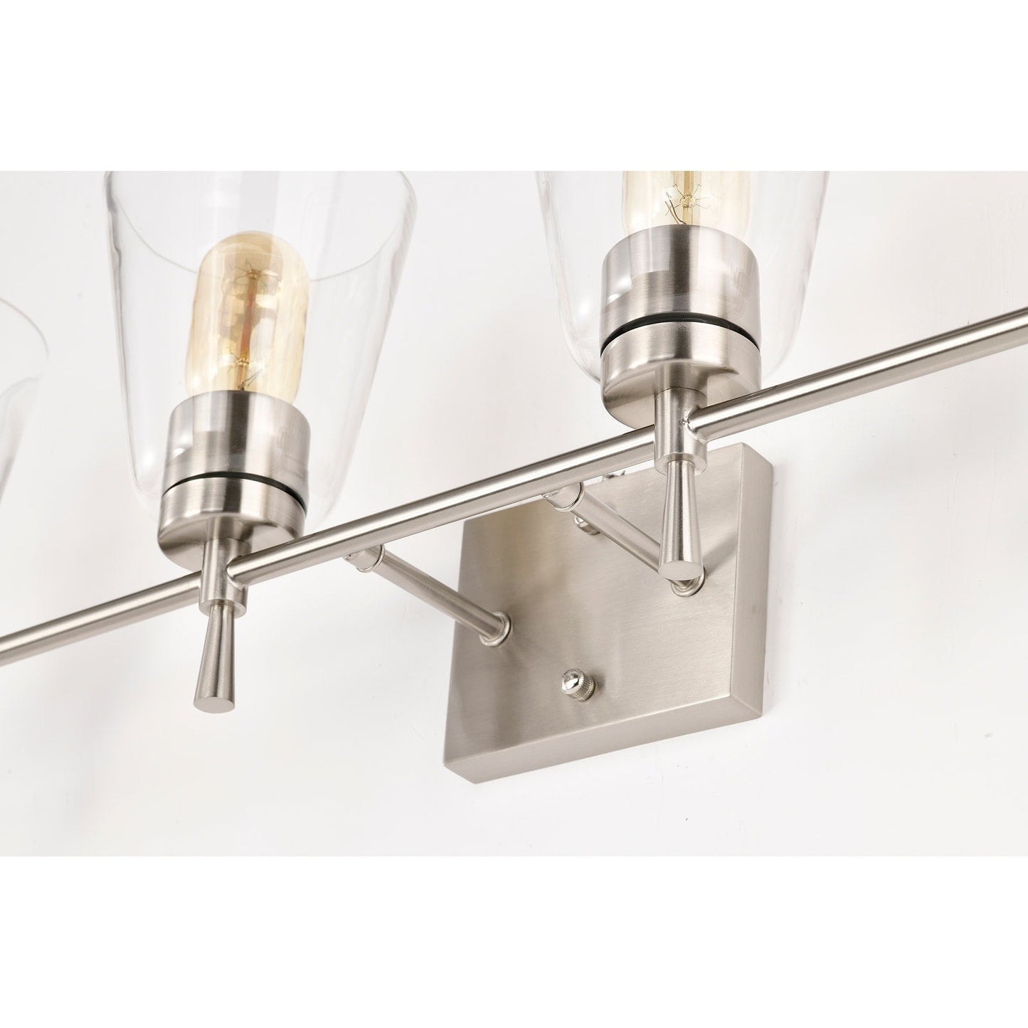 Brushed Nickel 4-Light Modern Vanity Light with Clear Cone Glass Shades - Brushed Nickel