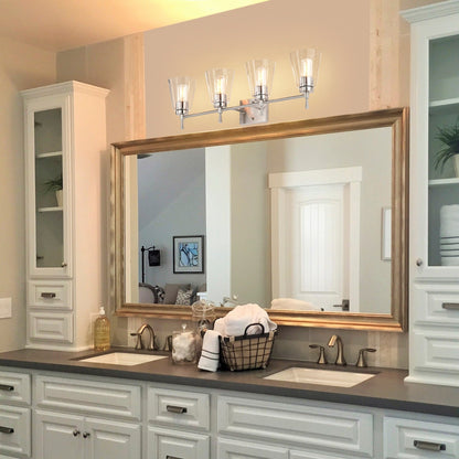 Brushed Nickel 4-Light Modern Vanity Light with Clear Cone Glass Shades - Brushed Nickel