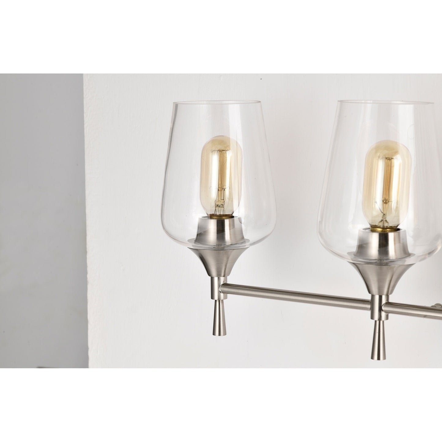 Brushed Nickel 4-Light Modern Vanity Light with Clear Glass Shades - Brushed Nickel