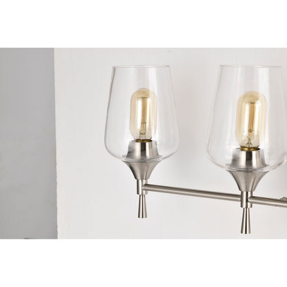 Brushed Nickel 4-Light Modern Vanity Light with Clear Glass Shades - Brushed Nickel