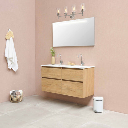 Brushed Nickel 4-Light Modern Vanity Light with Clear Glass Shades - Brushed Nickel