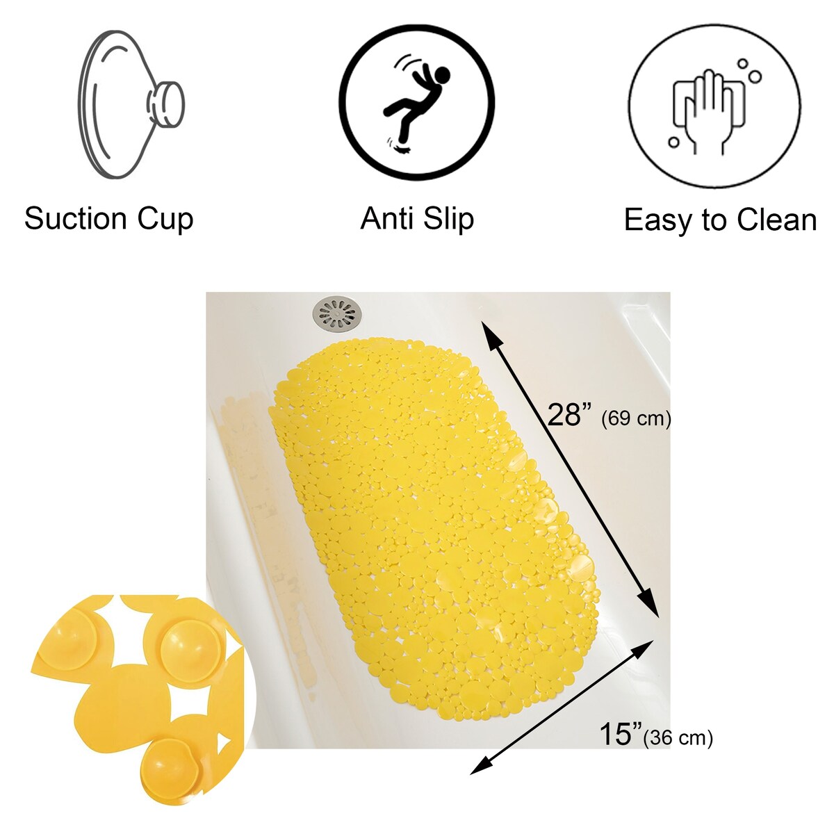 Bubbles Non-Slip Oval Bathtub Mat 28 L x 15 W