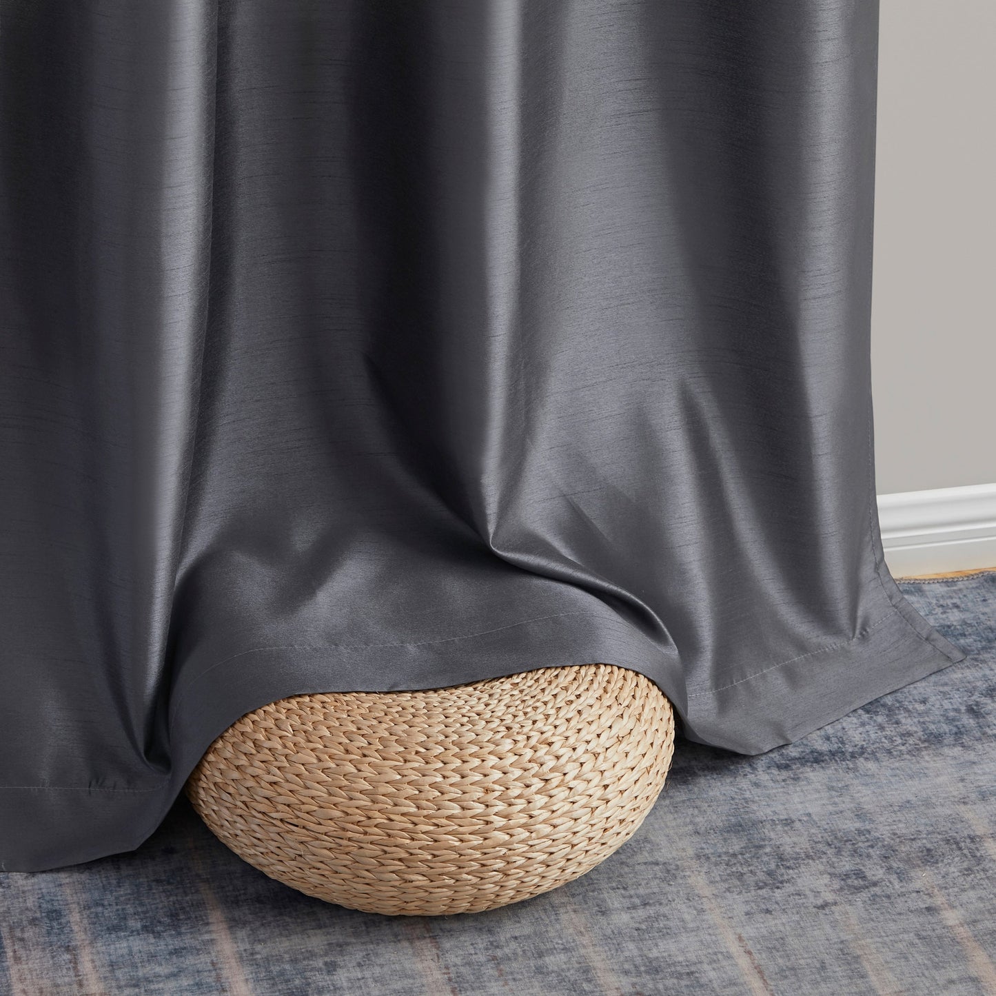 HLC.me Jefferson Faux Silk Semi Sheer Light Filtering Lined Grommet Window Curtain Bedroom, 2 Panels