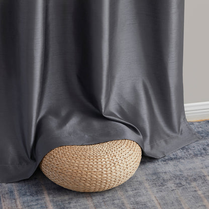 HLC.me Jefferson Faux Silk Semi Sheer Light Filtering Lined Grommet Window Curtain Bedroom, 2 Panels