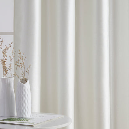 HLC.me Jefferson Faux Silk Semi Sheer Light Filtering Lined Grommet Window Curtain Bedroom, 2 Panels