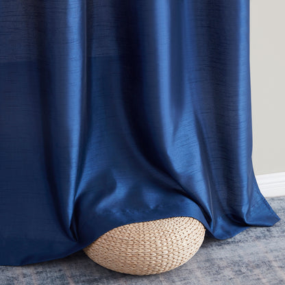 HLC.me Jefferson Faux Silk Semi Sheer Light Filtering Lined Grommet Window Curtain Bedroom, 2 Panels