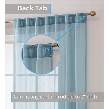 HLC.me Lauren Semi Sheer Rod Pocket & Back Tab Window Curtains Panels, Set of 2